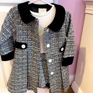 tweed jacket with matching dress.